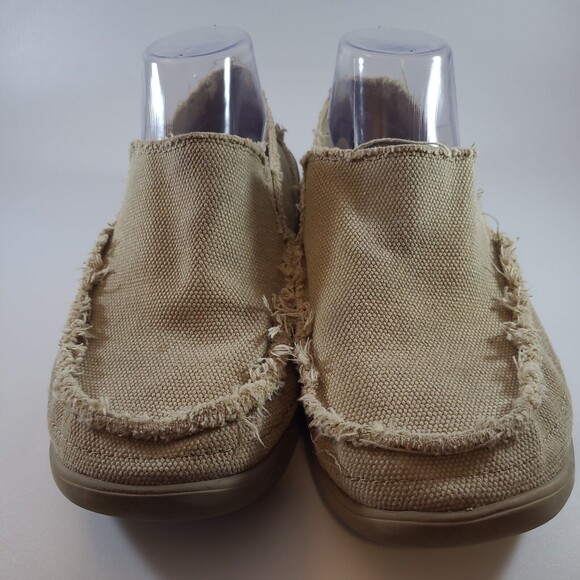 Crocs Santa Cruz Canvas Slip-On Shoes Loafers Men's 9 Tan Khaki Distressed Vibe - Picture 2 of 10